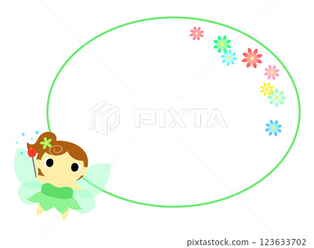 Fairy icon (green) with circular frame and floral decoration Fairy icon (green) with circular frame and floral decoration 123633702