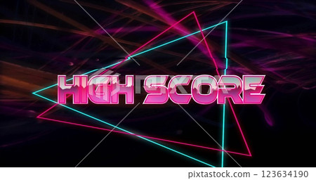 Image of high score text over neon pattern background Image of high score text over neon pattern background 123634190