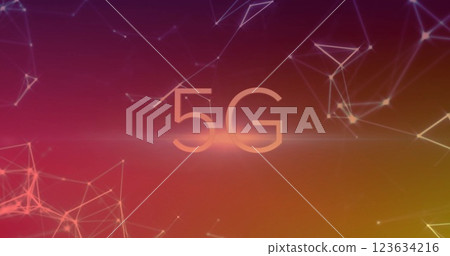 Image of 5g over network of connections on red background Image of 5g over network of connections on red background 123634216