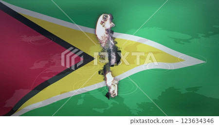 Abstract shapes image over guyana flag 123634346
