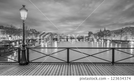 Pont des Arts bridge in Paris France and the River Seine 123634374