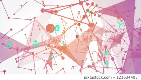 Image of network of connections and data processing 123634485