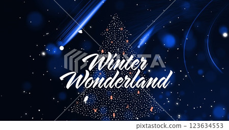 Image of snow falling over winter wonderland text Image of snow falling over winter wonderland text 123634553