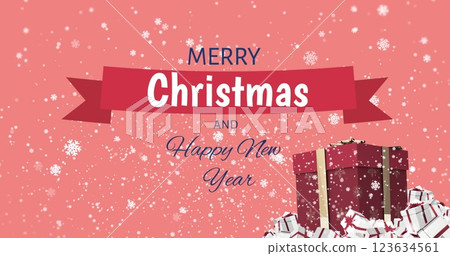 Image of snow falling over merry christmas text Image of snow falling over merry christmas text 123634561