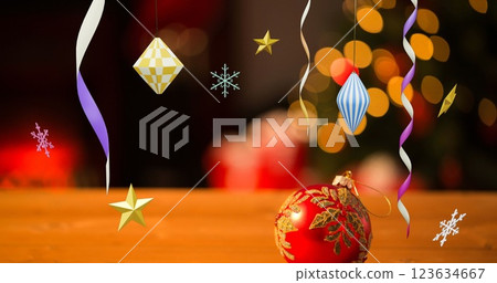 Image of party streamers and christmas decorations Image of party streamers and christmas decorations 123634667