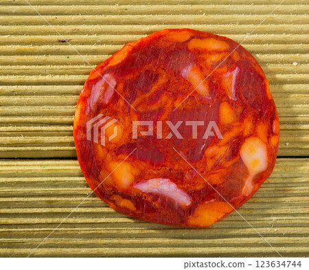 One slice of chorizo One slice of chorizo 123634744