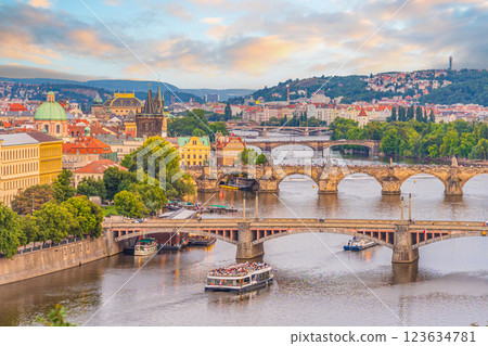 Old town Prague city skyline, cityscape of the Czech Republic 123634781