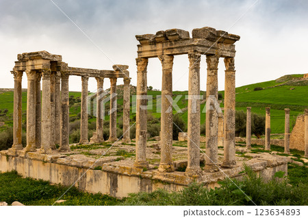 Ruins of Temple of Juno Caelestis in Dougga, Tunisia Ruins of Temple of Juno Caelestis in Dougga, Tunisia 123634893