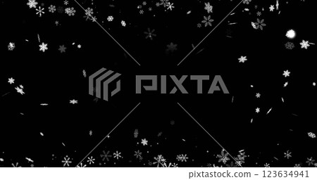 Image of snow falling over black background with copy space 123634941