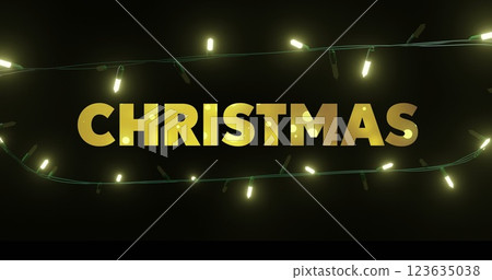 Image of christmas text over fairy lights on black background 123635038