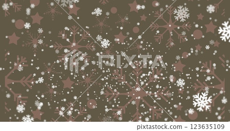 Image of snow falling over snowflakes on green background at christmas Image of snow falling over snowflakes on green background at christmas 123635109