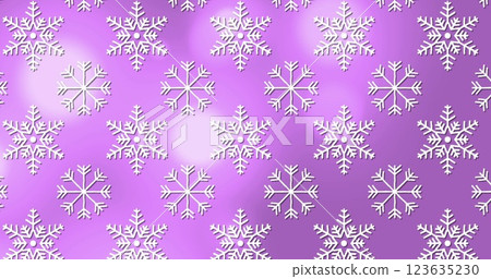 Multiple snowflakes icons in seamless pattern against spots of light on purple background 123635230