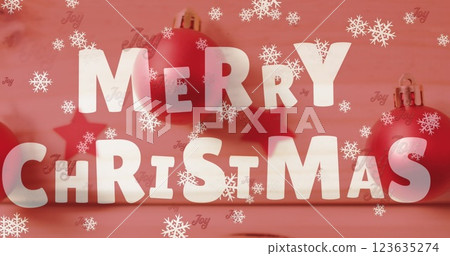 Christmas-themed images with merry messages and joyful baubles depicted. Christmas-themed images with merry messages and joyful baubles depicted. 123635274