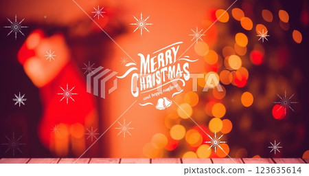 Christmas celebration illustration with text banner and bell icon 123635614