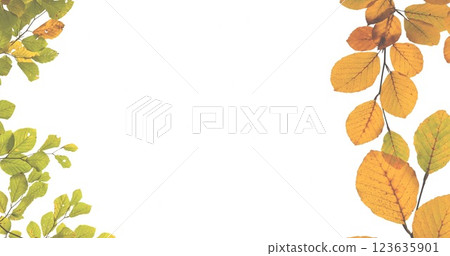 Image of merry christmas text over leaves on white background 123635901