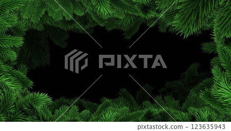 Image of black background with green christmas tree border Image of black background with green christmas tree border 123635943