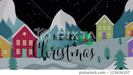 Image of christmas greetings text over winter scenery Image of christmas greetings text over winter scenery 123636107