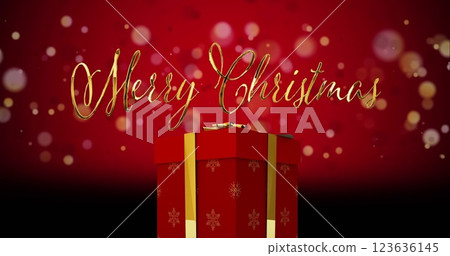 Image of christmas greetings text over christmas present Image of christmas greetings text over christmas present 123636145