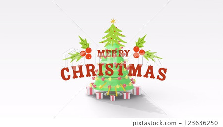 Image of christmas greetings text over christmas trees 123636250