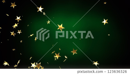 Image of christmas gold stars falling on green background Image of christmas gold stars falling on green background 123636326