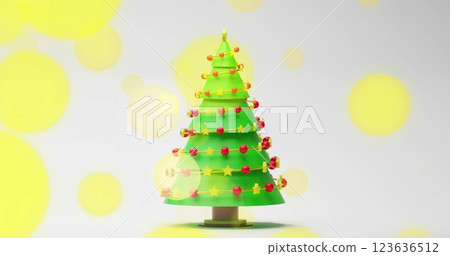 Image of light spots and christmas tree on white background 123636512
