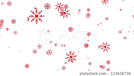 Image of snowflakes falling over christmas trees 123636736