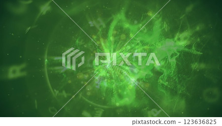 Image of christmas decoration over falling snow Image of christmas decoration over falling snow 123636825