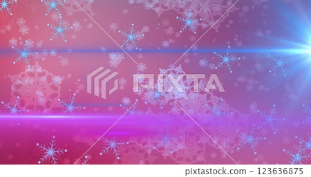 Image of glowing lights over christmas snowflakes falling Image of glowing lights over christmas snowflakes falling 123636875