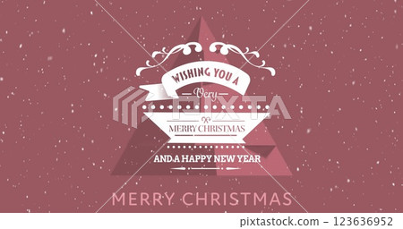 Image of christmas greetings text over christmas decorations 123636952