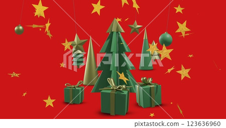 Image of christmas trees and decorations on black background Image of christmas trees and decorations on black background 123636960