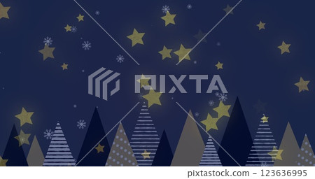 Image of stars over christmas trees 123636995