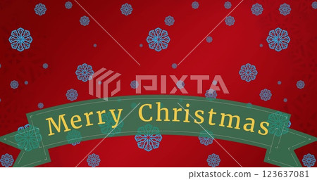Image of merry christmas text over snow falling 123637081