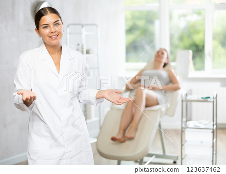 Doctor represents services provided in medical clinic Doctor represents services provided in medical clinic 123637462