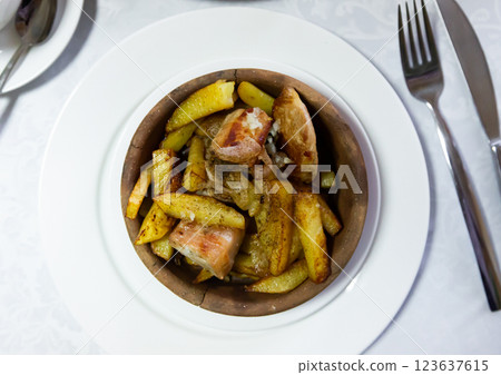 Traditional Georgian meat dish Ojakhuri Traditional Georgian meat dish Ojakhuri 123637615