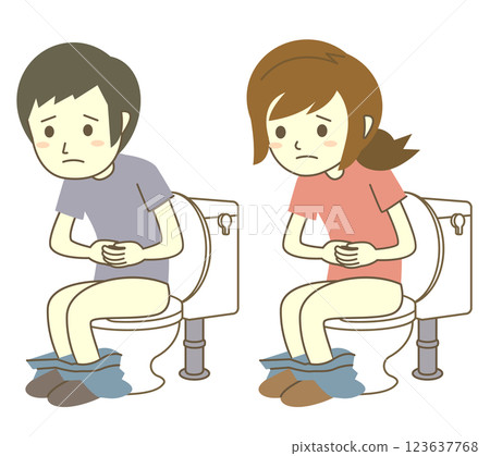 排便不良的男性和女性 排便不良的男性和女性 123637768