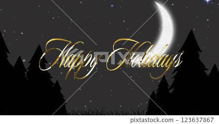 Image of christmas greetings text over winter scenery 123637867