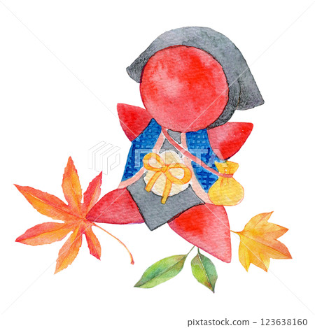 Watercolor illustration: Autumn trip to Hida Takayama 123638160