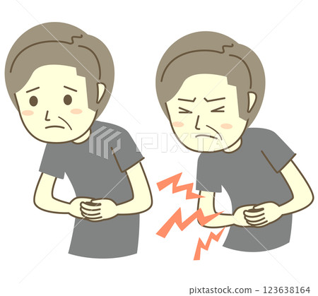 Elderly man suffering from stomach pain Elderly man suffering from stomach pain 123638164