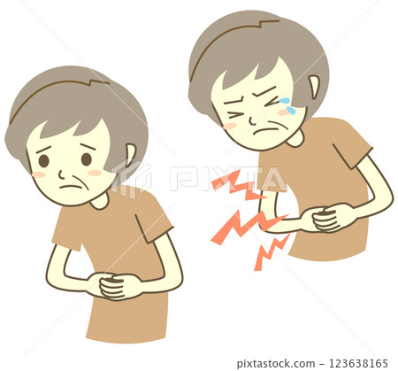 患有胃痛的老年婦女 患有胃痛的老年婦女 123638165