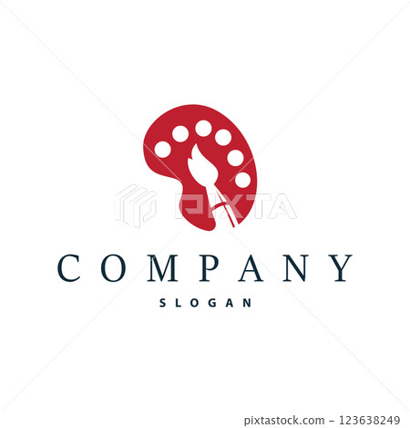 logo design paint palette board illustration concept design minimalist simple product brand template 123638249