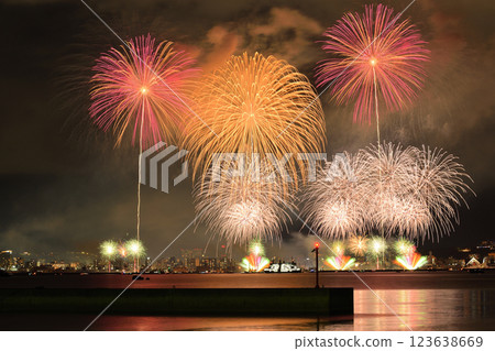 Kagoshima Kinko Bay Summer Night Fireworks 123638669