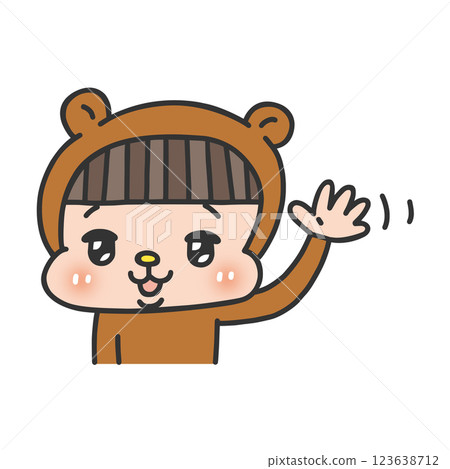 一名身穿熊裝的人揮手 123638712