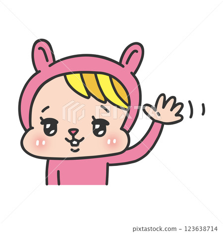 穿著兔子服裝的人揮手 123638714
