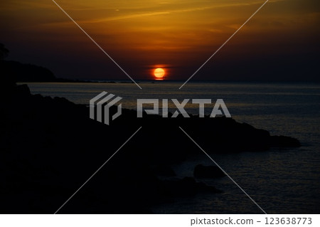 <Goto Islands at Dawn> Sunrise at Abumise Lava Coast <Goto Islands at Dawn> Sunrise at Abumise Lava Coast 123638773