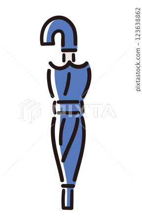 Closed umbrella / Vector hand-drawn line illustration 123638862