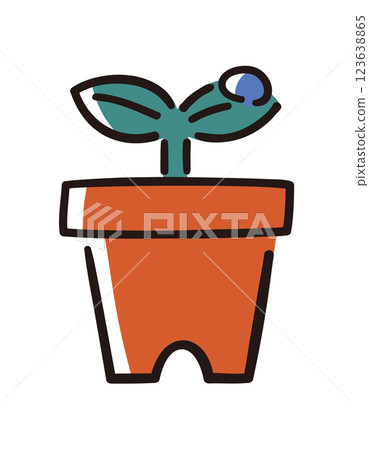Shining buds and flowerpot / Vector hand-drawn line drawing illustration Shining buds and flowerpot / Vector hand-drawn line drawing illustration 123638865