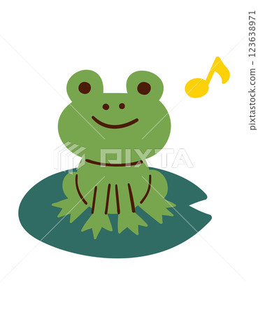 青蛙坐在荷葉上/雨季/向量手繪插畫 青蛙坐在荷葉上/雨季/向量手繪插畫 123638971