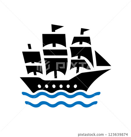 Sailboat icon logo design template isolated illustration 123639874