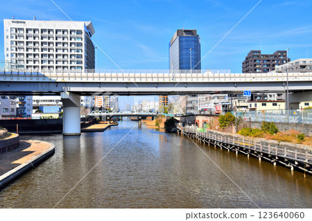 View of Sumida Hospital and Tabishobashi Bridge from Shimizu Bridge/Yokojukkan River (Koto-ku, Tokyo) [March 2025] 123640060