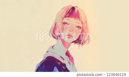 Cool and cute female watercolor illustration Cool and cute female watercolor illustration 123640129